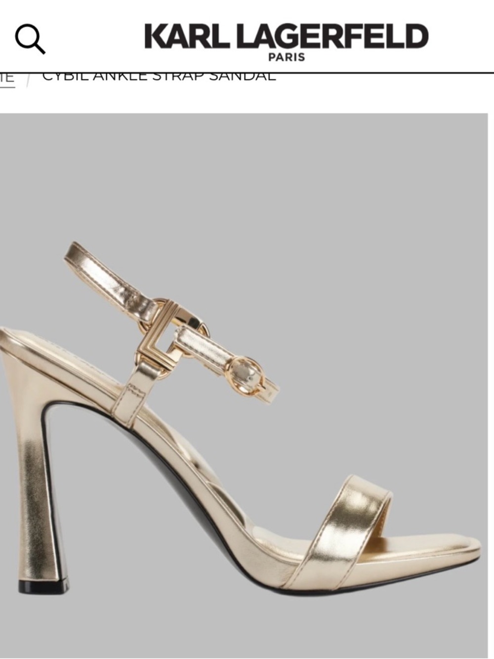 Karl Lagerfeld Metallic Gold Slingback Block Heel Sandal
